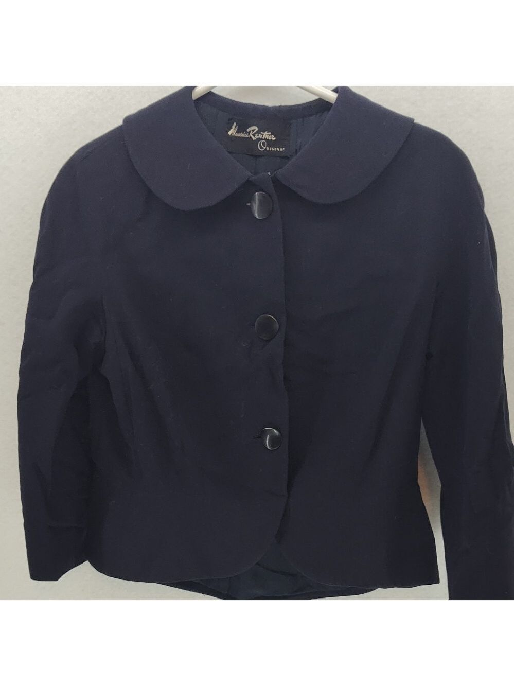 Classic Navy Blazer with Rounded Collar K - Picture 1 of 5